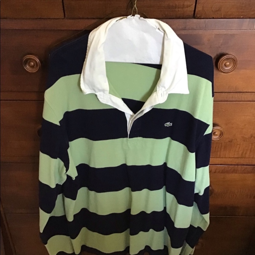 2XL GREEN/blue LaCoste Rugby Shirt. Worn once